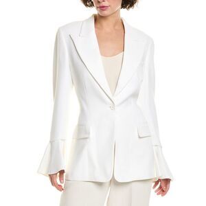 Michael Kors Collection Womens Flare Sleeve Silk-Blend Blazer, White